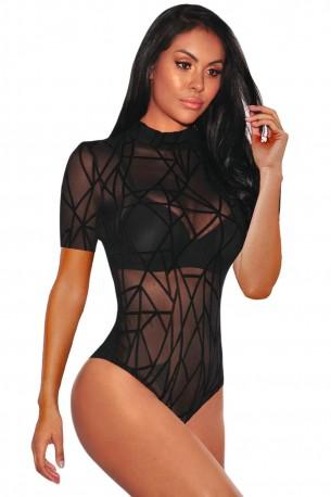 Bodysuit Jessica s kratkimi rokavi in zaprtim vratom