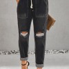 Črn denim jogger Annie z žepi