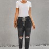 Črn denim jogger Annie z žepi