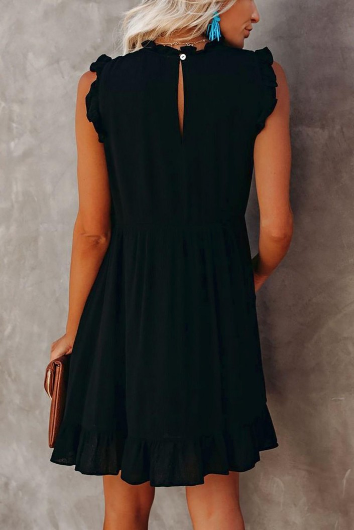 Črna babydoll obleka Katie z žepi