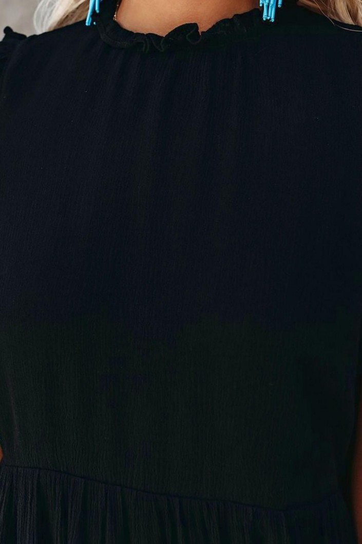 Črna babydoll obleka Katie z žepi