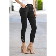 Črne elegantne pajkice Camila s čipko