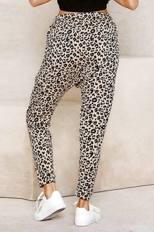 Kaki hlače Hailey z leopardjim vzorcem