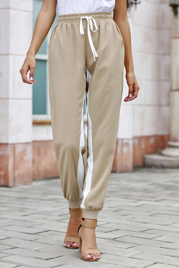 Kaki hlače za prosti čas Savannah z vrvico
