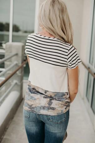 Kratka majica z žepom Willow v treh motivih