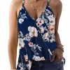 Majica brez rokavov z modrim cvetličnim tiskom  Emery