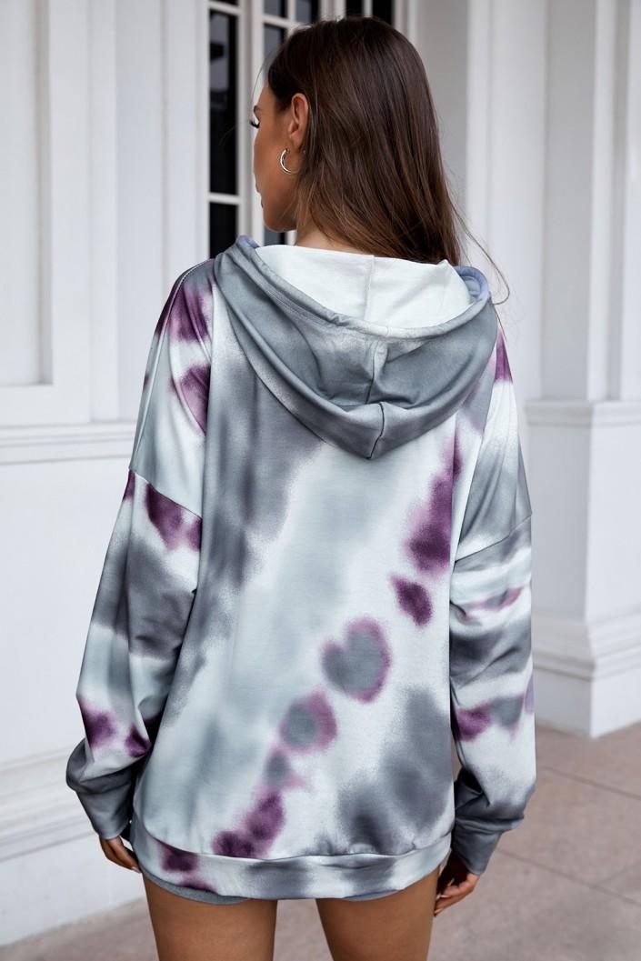 Majica s kapuco v tie dye sivi barvi Jesica