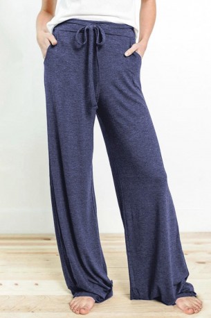 Modra široka trenirka Ivy z vrvico