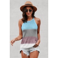 Pleteni brezrokavnik v modri barvi Agnes