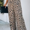 Široke hlače z visokim pasom Leopard