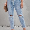 Svetlo moder denim jogger Lucille z žepi
