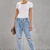 Svetlo moder denim jogger Lucille z žepi