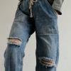Svetlo moder denim jogger Lucille z žepi