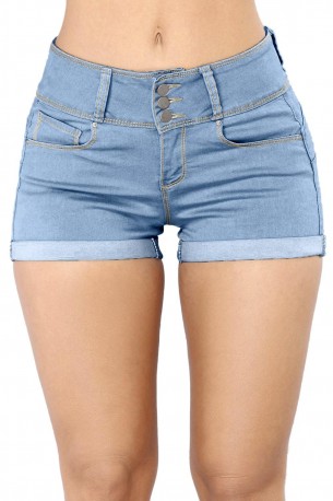 Svetlo modre elestične denim kratke hlače Braylee