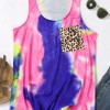 Tie dye majica brez rokavov Jimena z leopardjim žepom