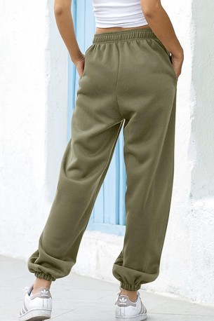 Zelene navadne jogger trenirke Ariella z visokim pasom