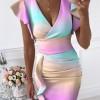 Elegantna tie dye barvna obleka  Rendy