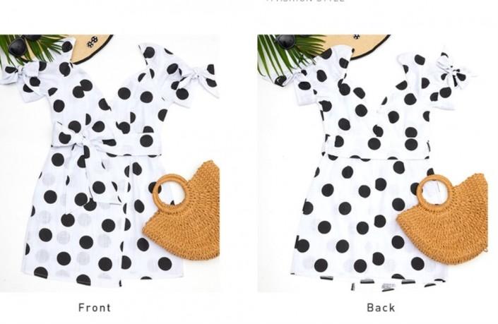 Mini obleka z belo črnim kontrastom Pika