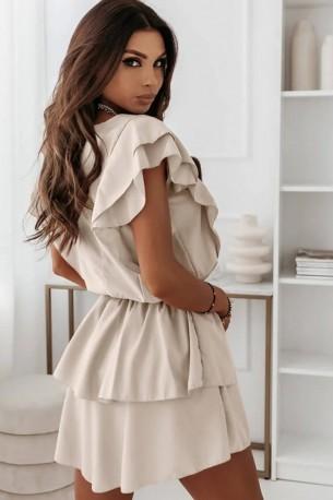 Priložnostna obleka v bež barvi z valovi Dina