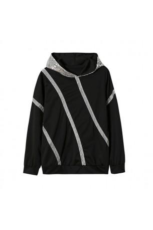 Pulover črne barve z zvihanim ovratnikom Melanie